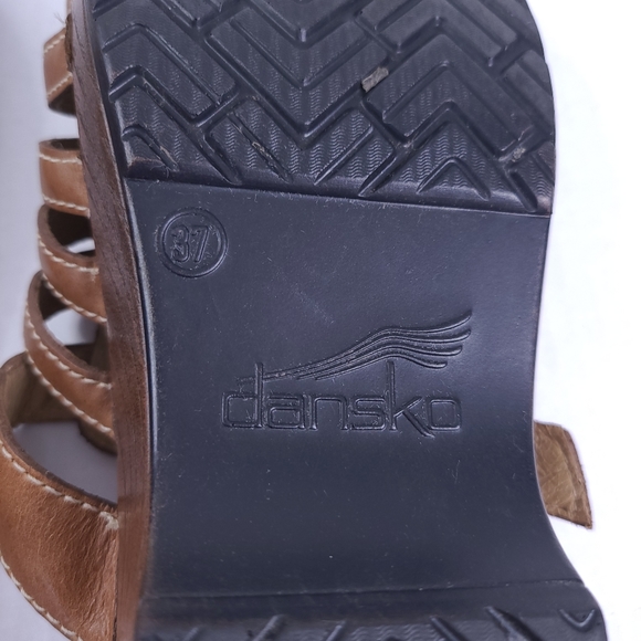 Dansko Brown Strappy Leather Adjustable Slip On Open Toe Platform Clog Sandal 37 - Picture 9 of 11
